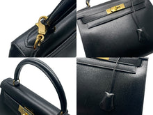 Load image into Gallery viewer, 極美品 HERMES エルメス ケリー28 外縫い ブラック ◻︎A刻印 カーフスキン ゴールド金具 ハンドバッグ 中古 4b011268