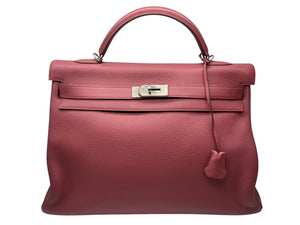 新品同様 HERMES エルメス ケリー 40 ハンドバッグ 2WAY パープル トリヨンクレマンス シルバー金具 ◻︎N刻印 中古 4b011269