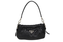Load image into Gallery viewer, PRADA プラダ ミニワンショルダーバッグ ブラック ラムスキン ブラック イタリア製 シルバー金具 美品 中古 4b011281