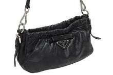 Load image into Gallery viewer, PRADA プラダ ミニワンショルダーバッグ ブラック ラムスキン ブラック イタリア製 シルバー金具 美品 中古 4b011281