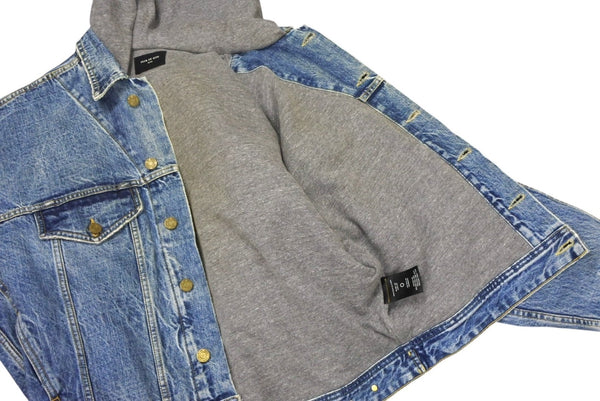 極美品 FEAR OF GOD フィアオブゴッド 5TH Denim Terry Hoodie デニム テリー フーディ ブルー グレー サイズM 中古 4b011306