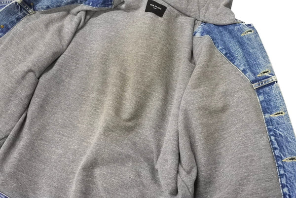 極美品 FEAR OF GOD フィアオブゴッド 5TH Denim Terry Hoodie デニム テリー フーディ ブルー グレー サイズM 中古 4b011306