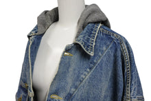 Load image into Gallery viewer, 極美品 FEAR OF GOD フィアオブゴッド 5TH Denim Terry Hoodie デニム テリー フーディ ブルー グレー サイズM 中古 4b011306