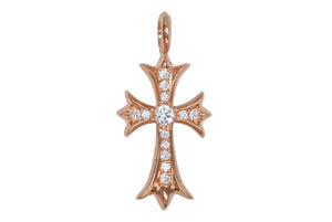 新品未使用 CHROME HEARTS クロムハーツ 22K タイニークロス ファットクロス 純正 8.8g パヴェダイヤ ペンダント ゴールド 中古 4b011308