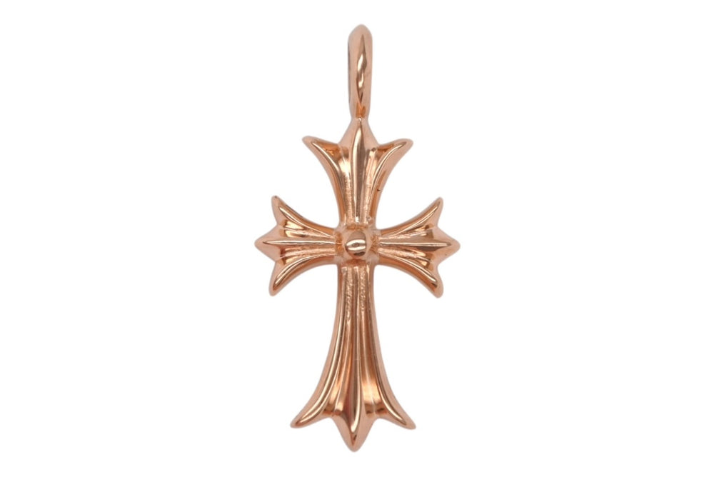 新品未使用 CHROME HEARTS クロムハーツ 22K タイニークロス ファットクロス 純正 8.8g パヴェダイヤ ペンダント ゴールド 中古 4b011308