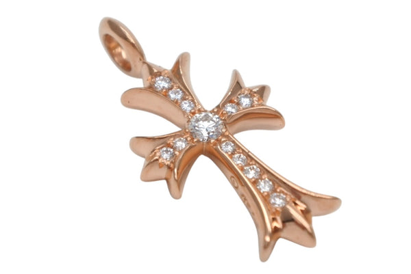 新品未使用 CHROME HEARTS クロムハーツ 22K タイニークロス ファットクロス 純正 8.8g パヴェダイヤ ペンダント ゴールド 中古 4b011308