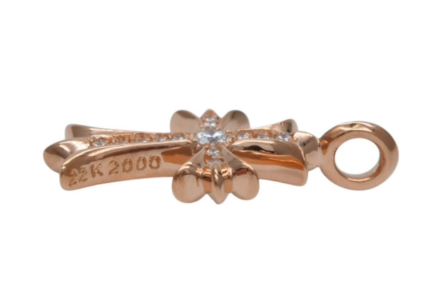 新品未使用 CHROME HEARTS クロムハーツ 22K タイニークロス ファットクロス 純正 8.8g パヴェダイヤ ペンダント ゴールド 中古 4b011308