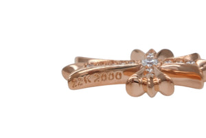 新品未使用 CHROME HEARTS クロムハーツ 22K タイニークロス ファットクロス 純正 8.8g パヴェダイヤ ペンダント ゴールド 中古 4b011308
