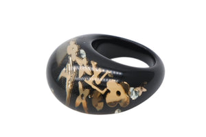 極美品 LOUIS VUITTON ルイヴィトン バーグ アンクルージョン リング 指輪 M65308 サイズM ゴールド クリア ブラック 中古 4b011310