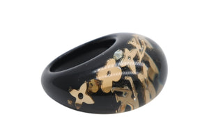 極美品 LOUIS VUITTON ルイヴィトン バーグ アンクルージョン リング 指輪 M65308 サイズM ゴールド クリア ブラック 中古 4b011310
