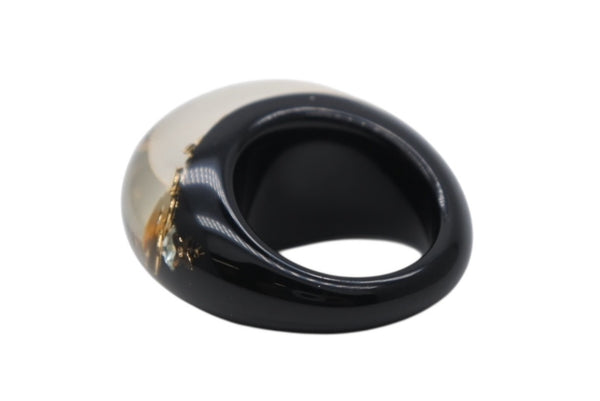 極美品 LOUIS VUITTON ルイヴィトン バーグ アンクルージョン リング 指輪 M65308 サイズM ゴールド クリア ブラック 中古 4b011310