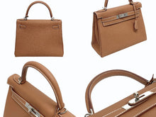 Load image into Gallery viewer, 新品同様 HERMES エルメス ケリー28 内縫い ゴールド Z刻印 トゴ シルバー金具 ハンドバッグ 中古 4b011321