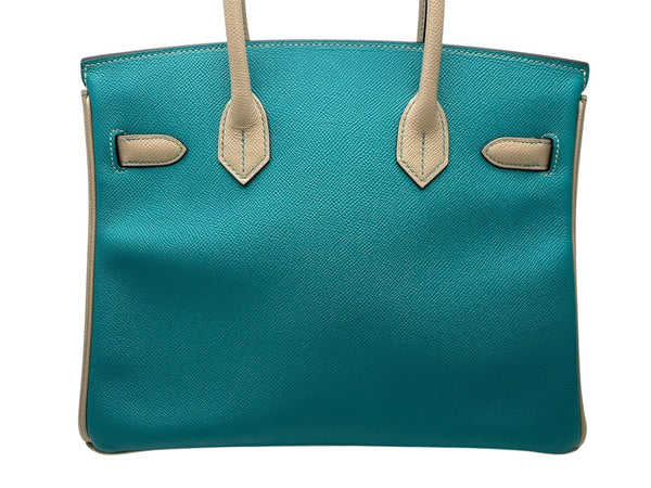 極美品 SPO HERMES エルメス バーキン30 ハンドバッグ ヴォーエプソン ブルーパオン トレンチ マットシルバー金具 D刻印 中古 4b011322
