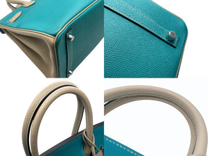 極美品 SPO HERMES エルメス バーキン30 ハンドバッグ ヴォーエプソン ブルーパオン トレンチ マットシルバー金具 D刻印 中古 4b011322