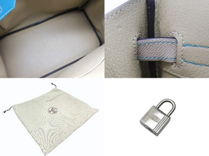 極美品 SPO HERMES エルメス バーキン30 ハンドバッグ ヴォーエプソン ブルーパオン トレンチ マットシルバー金具 D刻印 中古 4b011322