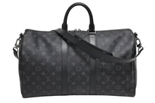 Load image into Gallery viewer, LOUIS VUITTON ルイヴィトン キーポル バンドリエール45 ボストンバッグ M40569 モノグラム エクリプス ブラック 美品 中古 4b011323