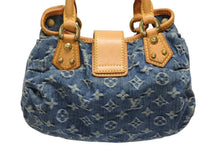 Load image into Gallery viewer, LOUIS VUITTON ルイヴィトン プリーティ ハンドバッグ M95020 モノグラム デニム レザー ブルー ゴールド金具 美品 中古 4b011346