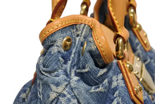 Load image into Gallery viewer, LOUIS VUITTON ルイヴィトン プリーティ ハンドバッグ M95020 モノグラム デニム レザー ブルー ゴールド金具 美品 中古 4b011346