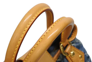 LOUIS VUITTON ルイヴィトン プリーティ ハンドバッグ M95020 モノグラム デニム レザー ブルー ゴールド金具 美品 中古 4b011346