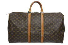 Load image into Gallery viewer, LOUIS VUITTON ルイヴィトン キーポル55 ボストンバッグ M41424 モノグラム PVC ヌメ革 ブラウン 良品 中古 4b010836