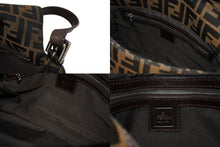 画像をギャラリービューアに読み込む, 極美品 FENDI フェンディ マンマバケット ワンショルダーバッグ 26325 ズッカ柄 ラインストーン ブラウン シルバー金具 中古 4b010194