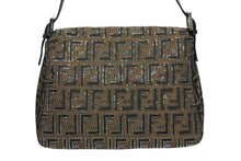 画像をギャラリービューアに読み込む, 極美品 FENDI フェンディ マンマバケット ワンショルダーバッグ 26325 ズッカ柄 ラインストーン ブラウン シルバー金具 中古 4b010194