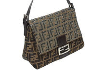 画像をギャラリービューアに読み込む, 極美品 FENDI フェンディ マンマバケット ワンショルダーバッグ 26325 ズッカ柄 ラインストーン ブラウン シルバー金具 中古 4b010194