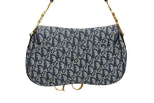 画像をギャラリービューアに読み込む, 極美品 ChristianDior クリスチャンディオール トロッター ダブルサドルバッグ ガリアーノ期 レザー ネイビー ゴールド金具 中古 4b011350