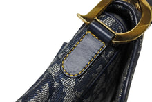 画像をギャラリービューアに読み込む, 極美品 ChristianDior クリスチャンディオール トロッター ダブルサドルバッグ ガリアーノ期 レザー ネイビー ゴールド金具 中古 4b011350