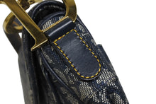 画像をギャラリービューアに読み込む, 極美品 ChristianDior クリスチャンディオール トロッター ダブルサドルバッグ ガリアーノ期 レザー ネイビー ゴールド金具 中古 4b011350