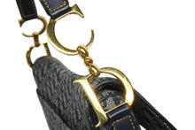 画像をギャラリービューアに読み込む, 極美品 ChristianDior クリスチャンディオール トロッター ダブルサドルバッグ ガリアーノ期 レザー ネイビー ゴールド金具 中古 4b011350