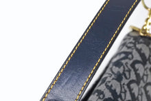 画像をギャラリービューアに読み込む, 極美品 ChristianDior クリスチャンディオール トロッター ダブルサドルバッグ ガリアーノ期 レザー ネイビー ゴールド金具 中古 4b011350
