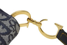 画像をギャラリービューアに読み込む, 極美品 ChristianDior クリスチャンディオール トロッター ダブルサドルバッグ ガリアーノ期 レザー ネイビー ゴールド金具 中古 4b011350