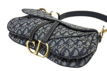 画像をギャラリービューアに読み込む, 極美品 ChristianDior クリスチャンディオール トロッター ダブルサドルバッグ ガリアーノ期 レザー ネイビー ゴールド金具 中古 4b011350