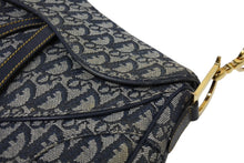 画像をギャラリービューアに読み込む, 極美品 ChristianDior クリスチャンディオール トロッター ダブルサドルバッグ ガリアーノ期 レザー ネイビー ゴールド金具 中古 4b011350