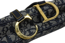 画像をギャラリービューアに読み込む, 極美品 ChristianDior クリスチャンディオール トロッター ダブルサドルバッグ ガリアーノ期 レザー ネイビー ゴールド金具 中古 4b011350