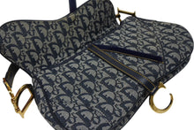 画像をギャラリービューアに読み込む, 極美品 ChristianDior クリスチャンディオール トロッター ダブルサドルバッグ ガリアーノ期 レザー ネイビー ゴールド金具 中古 4b011350