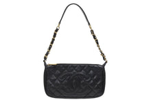 画像をギャラリービューアに読み込む, 極美品 CHANEL シャネル チェーンワンショルダーバッグ 8番台 ココマーク キャビアスキン ブラック ゴールド金具 中古 4b011357