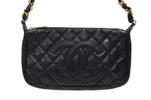 画像をギャラリービューアに読み込む, 極美品 CHANEL シャネル チェーンワンショルダーバッグ 8番台 ココマーク キャビアスキン ブラック ゴールド金具 中古 4b011357