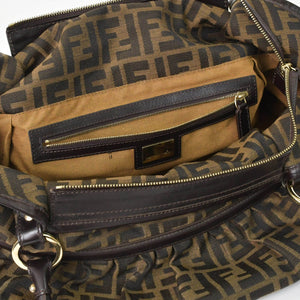 Very good condition FENDI handbag 8BH186 Zucca pattern all over pattern canvas leather brown gold hardware used 4b011363