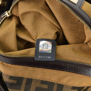Very good condition FENDI handbag 8BH186 Zucca pattern all over pattern canvas leather brown gold hardware used 4b011363