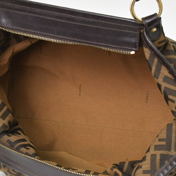 Very good condition FENDI handbag 8BH186 Zucca pattern all over pattern canvas leather brown gold hardware used 4b011363