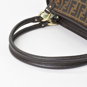 Very good condition FENDI handbag 8BH186 Zucca pattern all over pattern canvas leather brown gold hardware used 4b011363