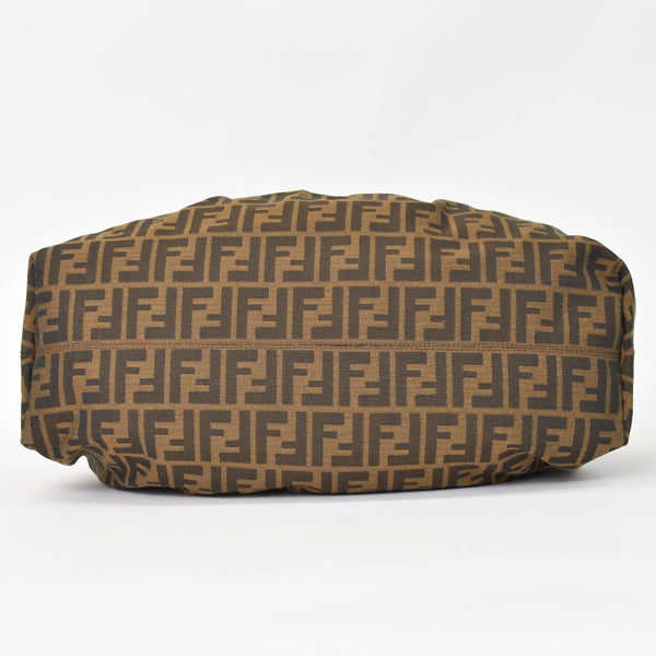 Very good condition FENDI handbag 8BH186 Zucca pattern all over pattern canvas leather brown gold hardware used 4b011363