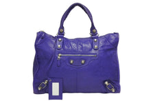 Load image into Gallery viewer, BALENCIAGA バレンシアガ Giant City ジャイアント シティ 2WAYバッグ 177287 レザー パープル シルバー金具 美品 中古 4b011367