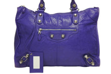 Load image into Gallery viewer, BALENCIAGA バレンシアガ Giant City ジャイアント シティ 2WAYバッグ 177287 レザー パープル シルバー金具 美品 中古 4b011367