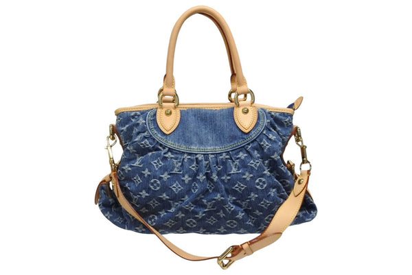 新品同様 LOUIS VUITTON ルイヴィトン ネオカヴィMM ハンドバッグ M95349 2WAY モノグラム デニム ゴールド金具 美品 中古 4b011378