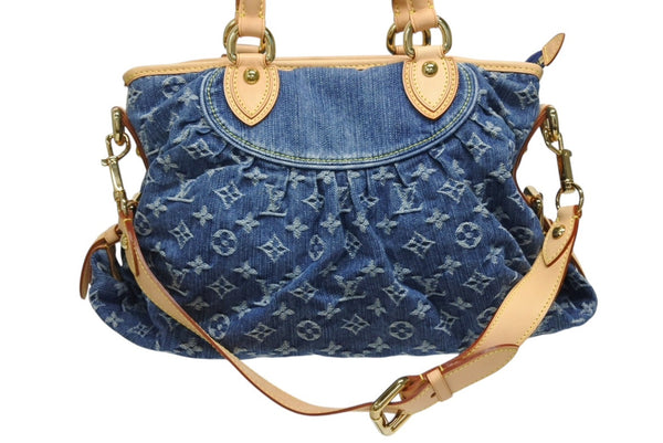 新品同様 LOUIS VUITTON ルイヴィトン ネオカヴィMM ハンドバッグ M95349 2WAY モノグラム デニム ゴールド金具 美品 中古 4b011378