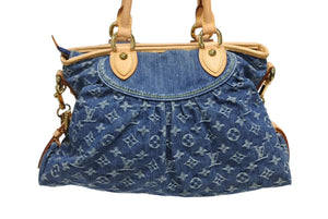新品同様 LOUIS VUITTON ルイヴィトン ネオカヴィMM ハンドバッグ M95349 2WAY モノグラム デニム ゴールド金具 美品 中古 4b011378