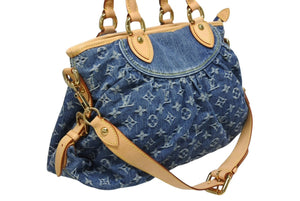 新品同様 LOUIS VUITTON ルイヴィトン ネオカヴィMM ハンドバッグ M95349 2WAY モノグラム デニム ゴールド金具 美品 中古 4b011378